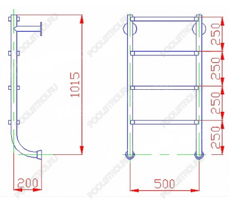 Лестница  без поручней 4 ступени Flexinox ESC PT (87150348)
